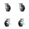 Service Caster 5 Inch Rubber on Aluminum Swivel Caster Set with Roller Bearing 2 Brake SCC SCC-30CS520-RAR-2-TLB-2 - alternate 1